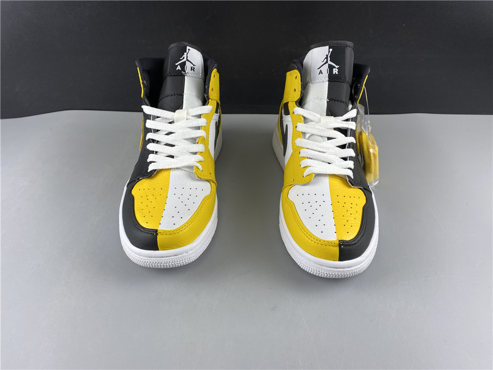 Air Jordan 1 Mid Quai 54 Black White Yellow CJ9219-700