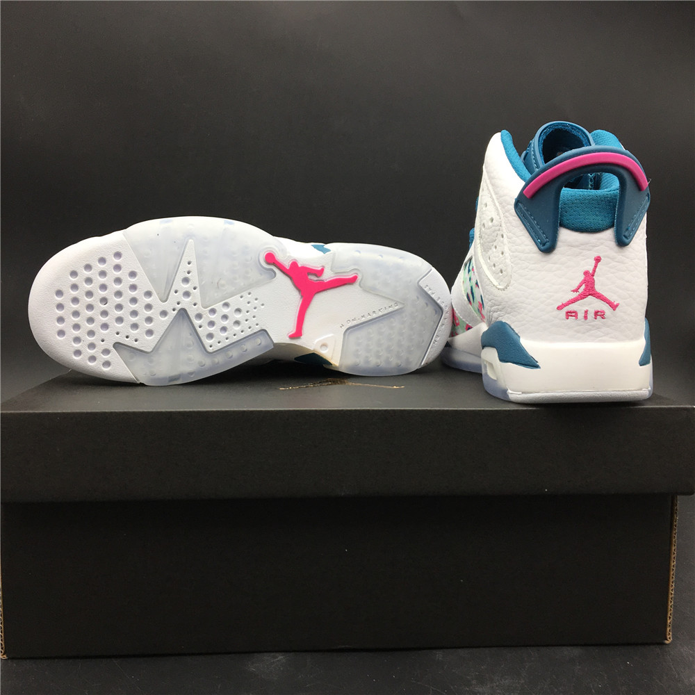 Air Jordan 6 Retro White Laser Fuchsia Green Abyss 543390 153