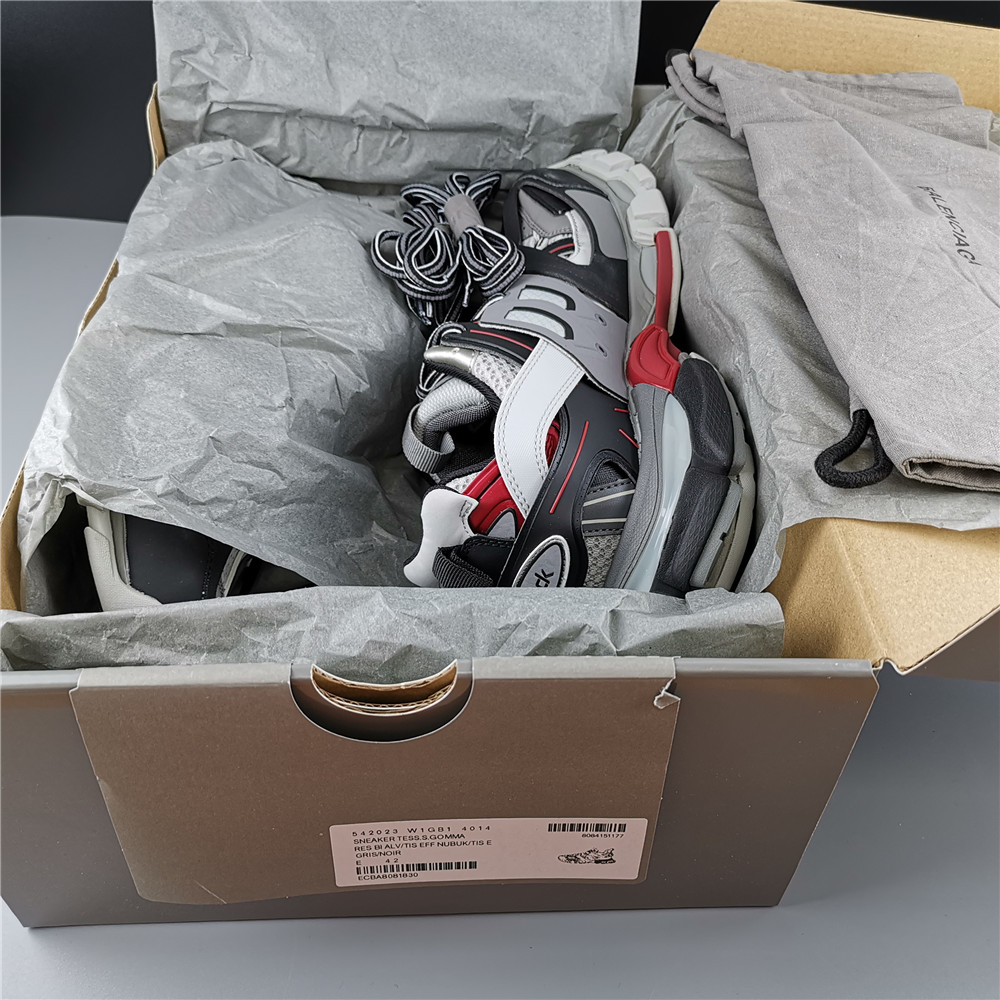 Blncig Track Trainers Red Grey White