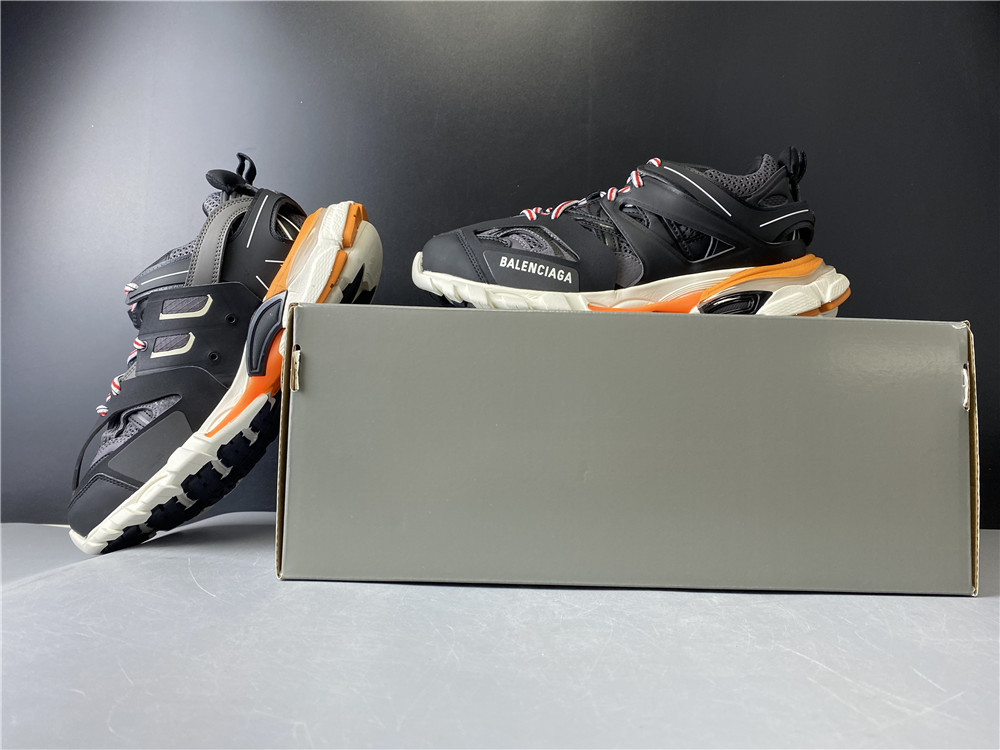 Blncig Track Trainers Black White Orange