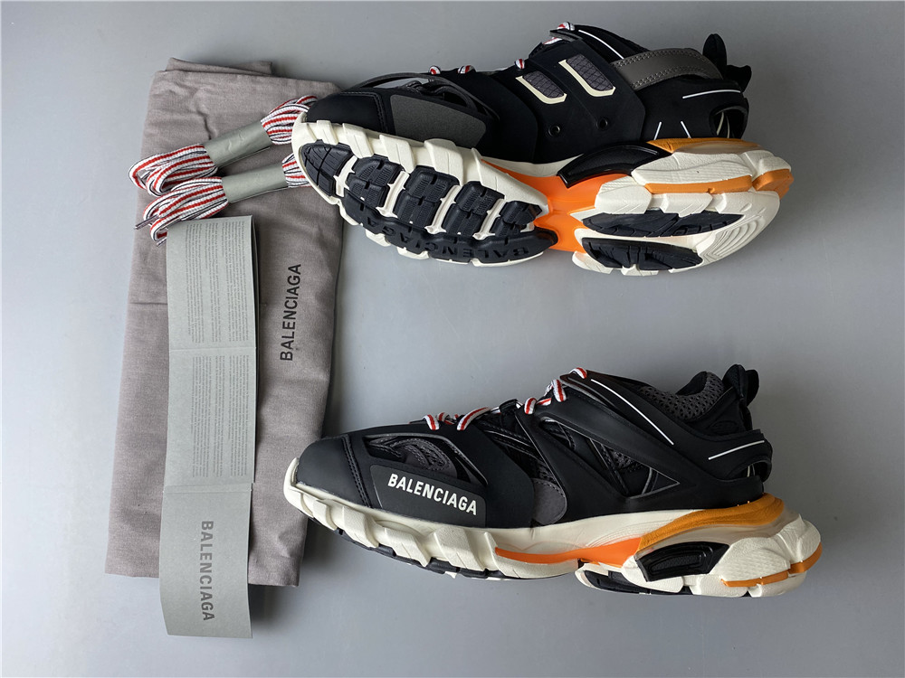 Blncig Track Trainers Black White Orange