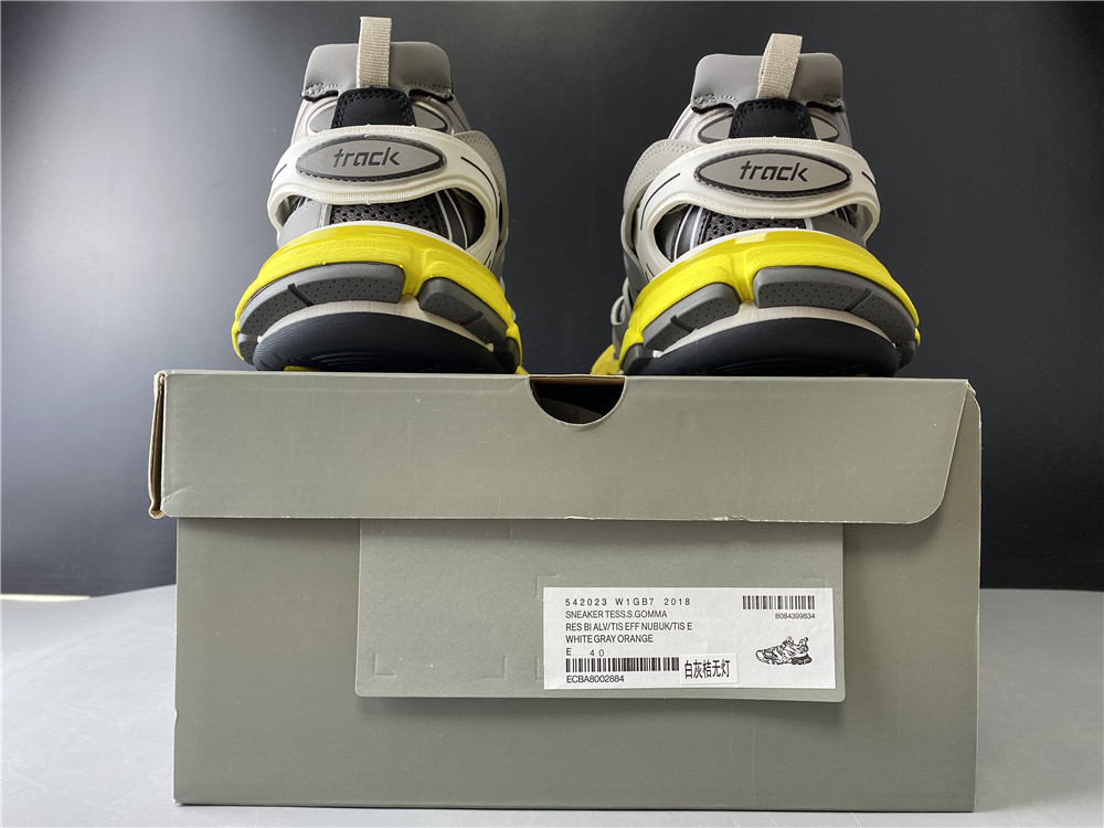 Blncig Track Trainers Grey White Yellow