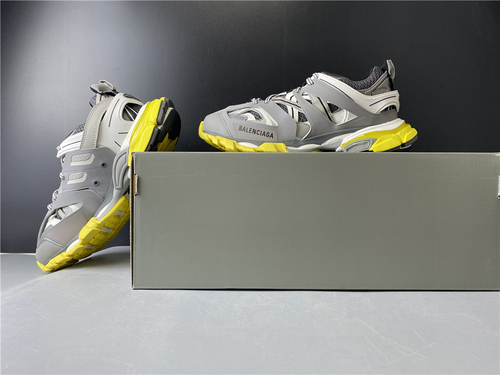 Blncig Track Trainers Grey White Yellow