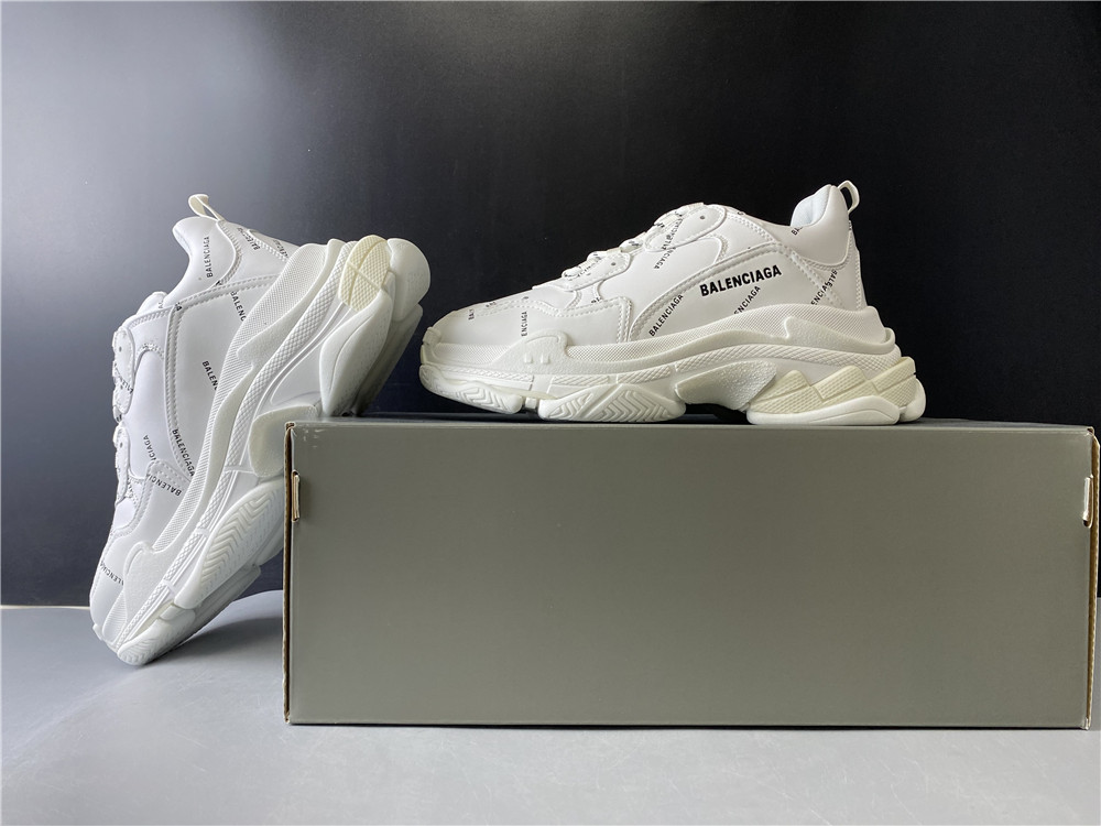 Blncig Triple S All White Logo