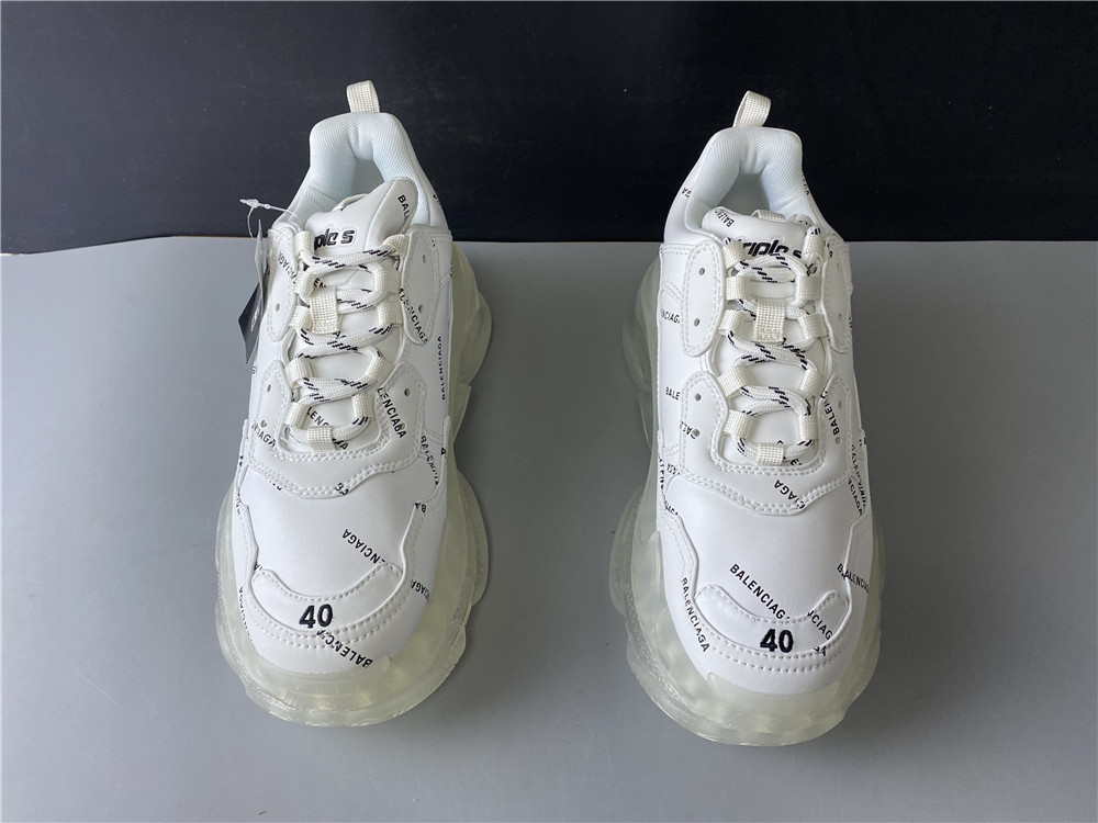 Blncig Triple S Clear Sole All White Logo