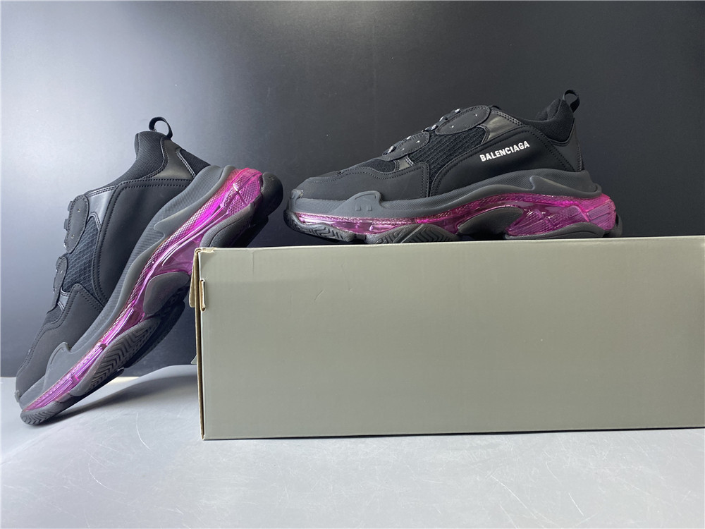 Blncig Triple S Clear Sole Black/Pink Neon