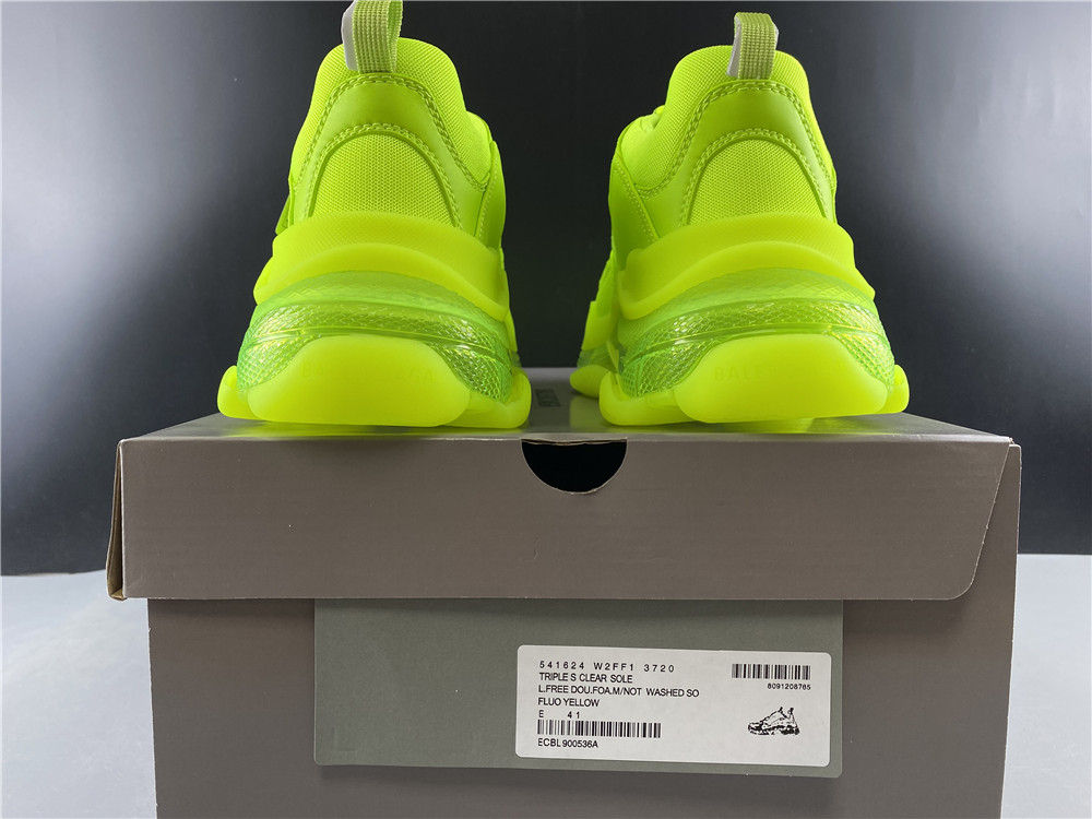 Blncig Triple S Clear Sole Fluo Yellow