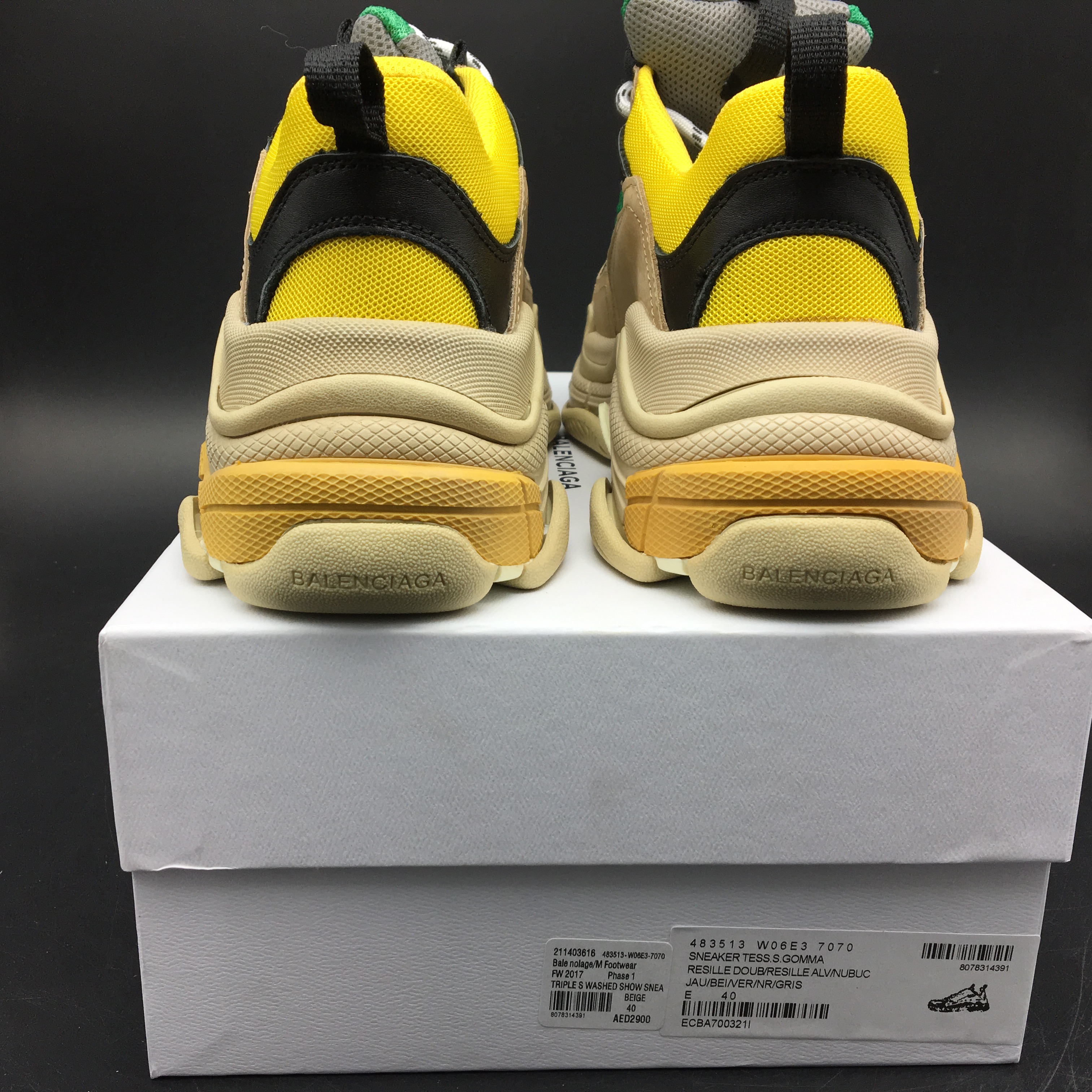 Blncig Triple S Beige Green Yellow 483513-W06E3-7070