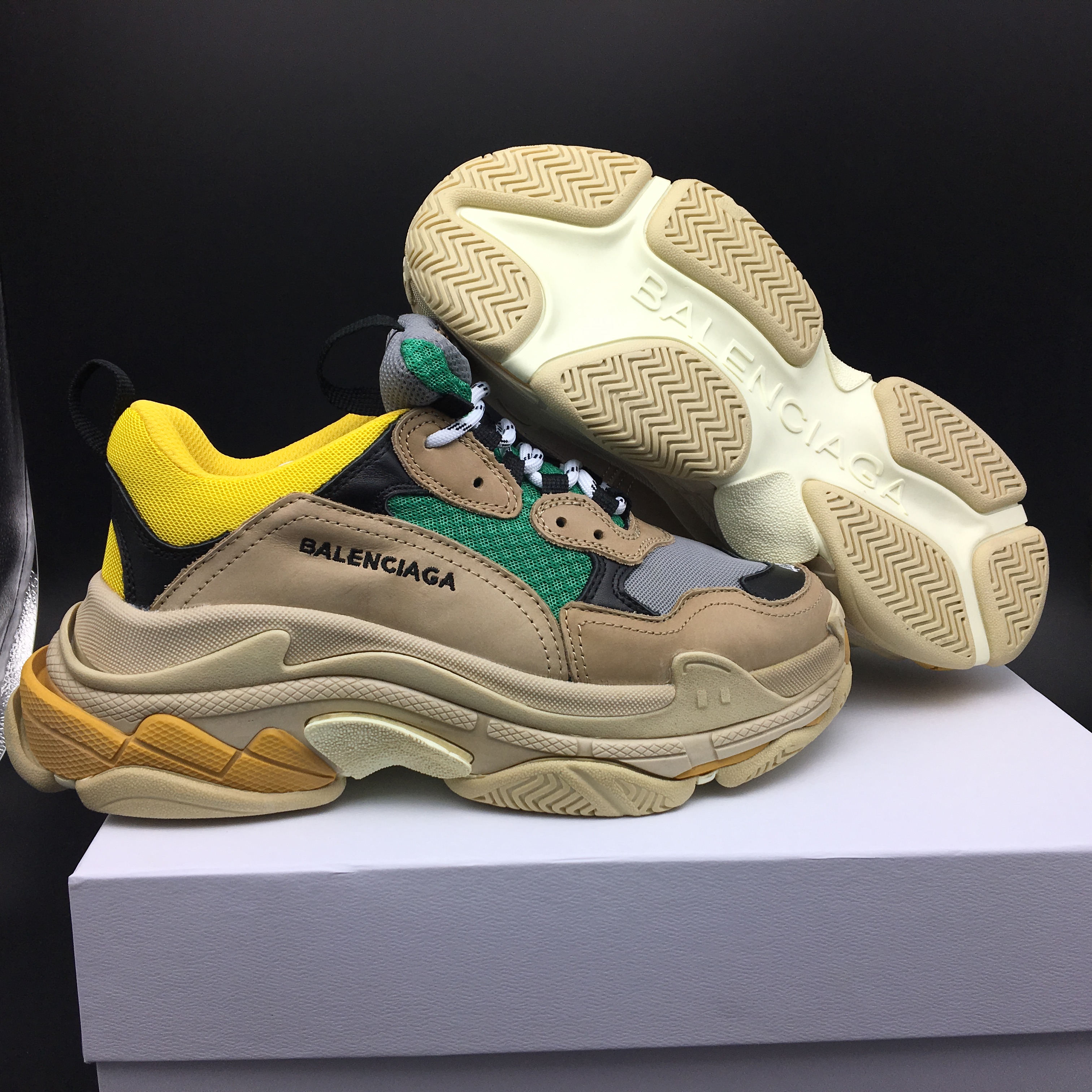 Blncig Triple S Beige Green Yellow 483513-W06E3-7070