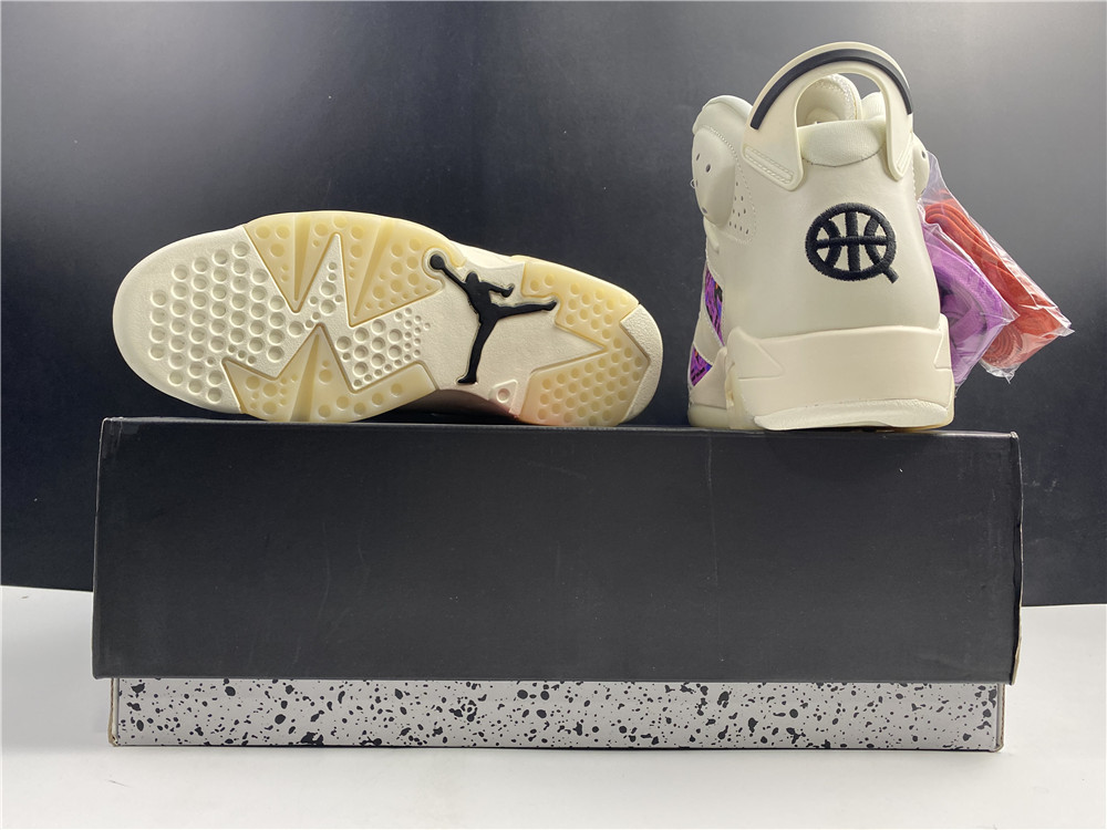 Air Jordan 6 Quai 54 Beige Purple Plaid CZ4152-101