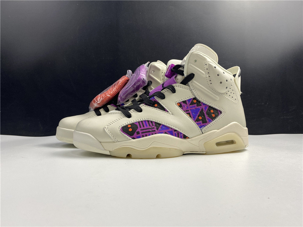 Air Jordan 6 Quai 54 Beige Purple Plaid CZ4152-101