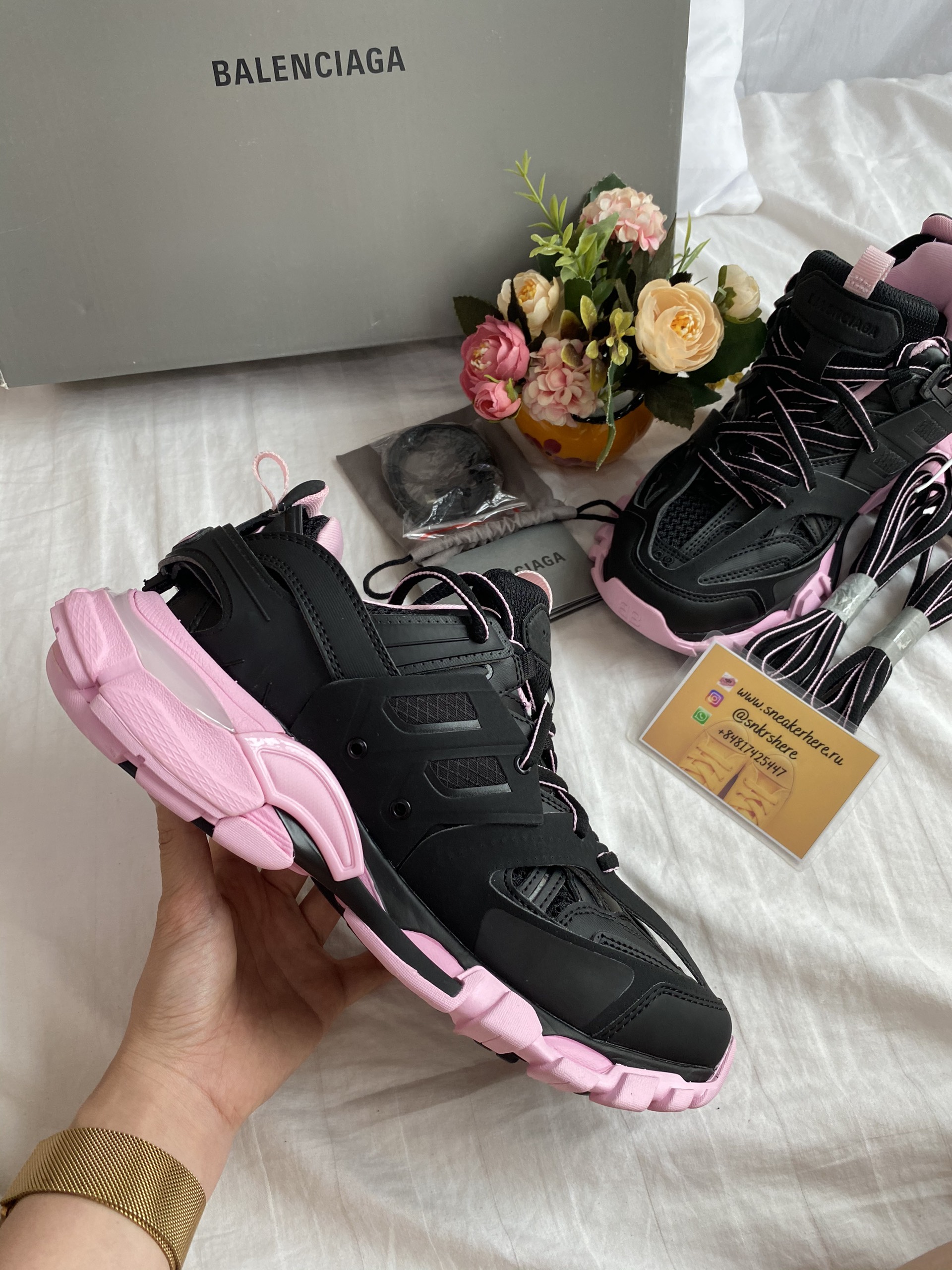 Blncig Black and Pink Track Sneakers 542023 W3AC1 1050