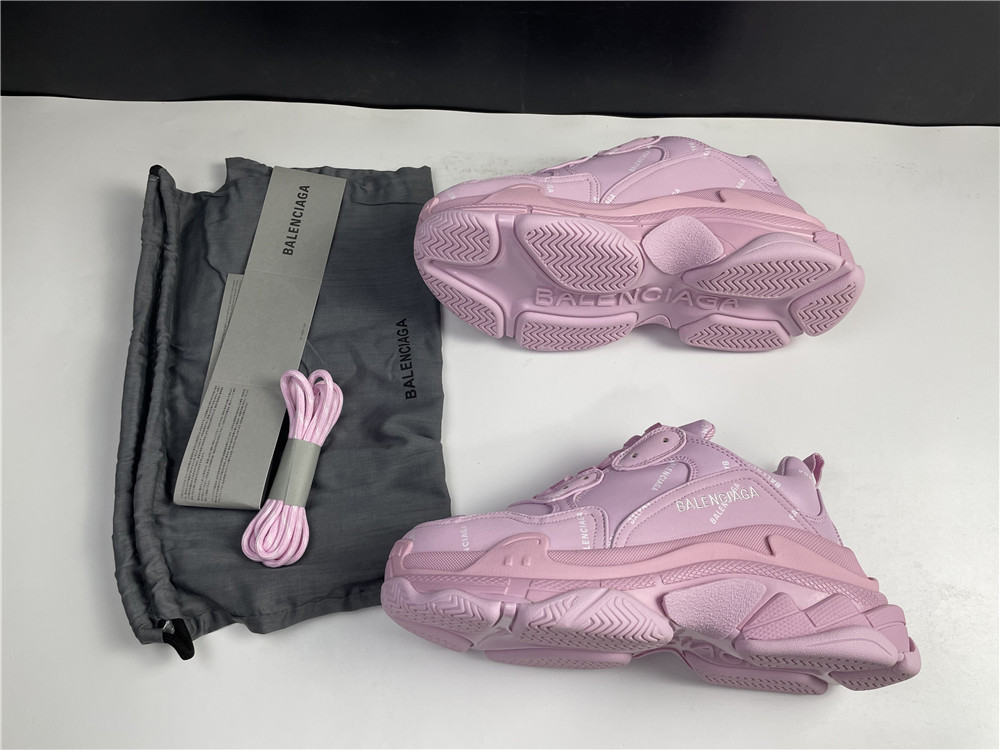 Blncig Triple S Sneaker Allover Logo Pink 524039 W2FA1 5090