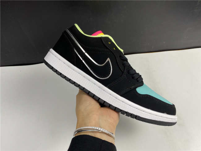 Air Jordan 1 Low Black Aurora Green Laser Orange CK3022-013