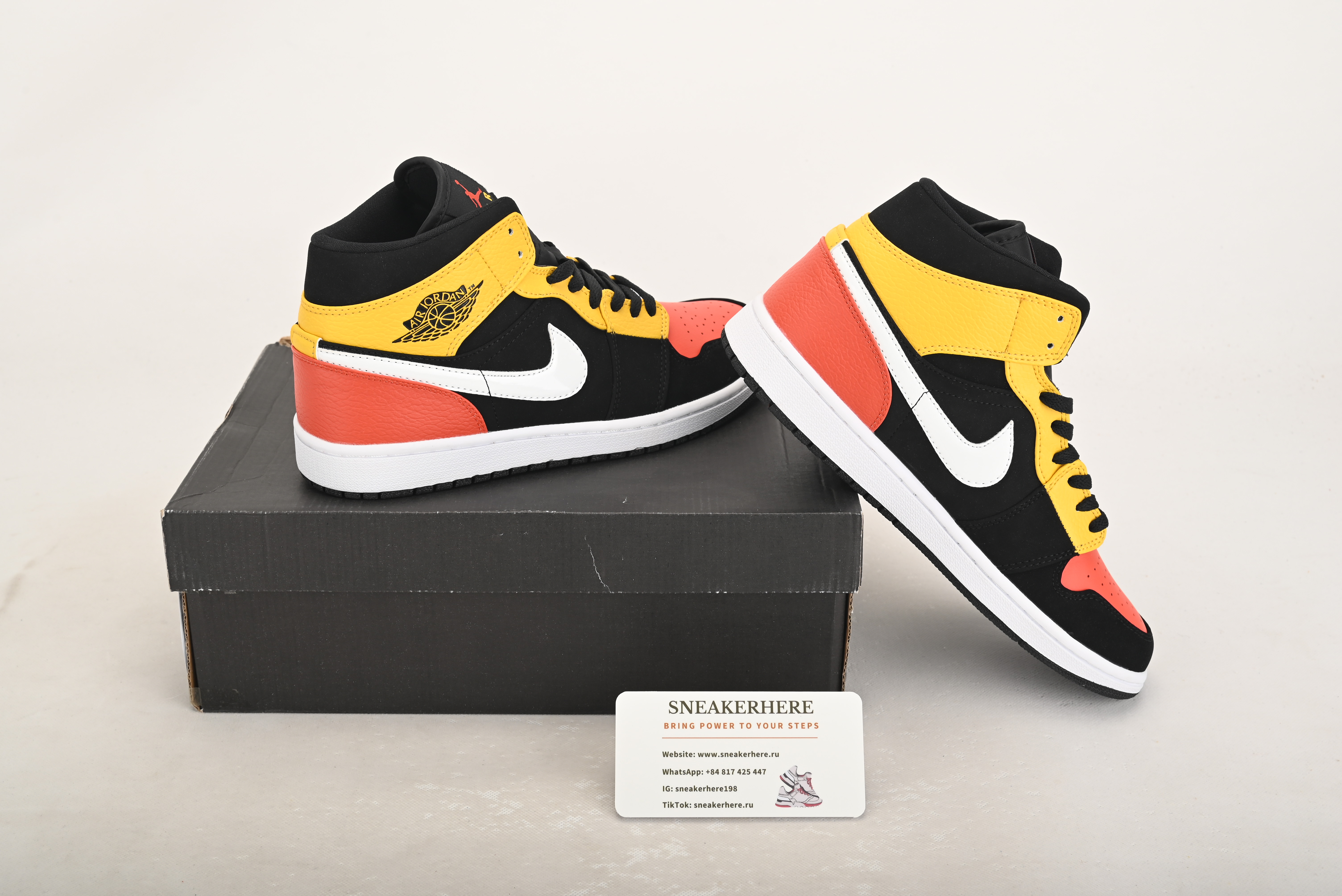 Air Jordan 1 Mid Black Amarillo Orange 852542-087