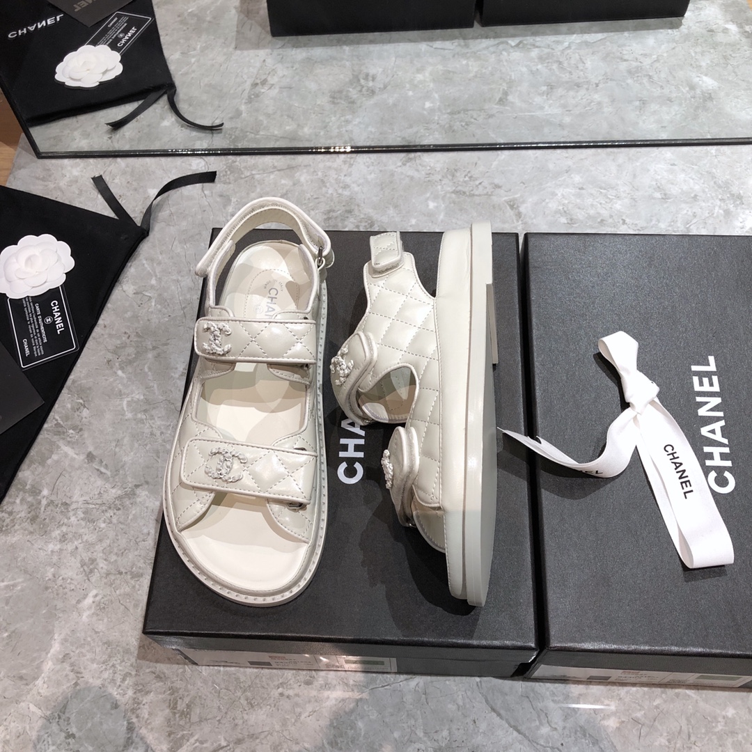 Channe1 Sandals White