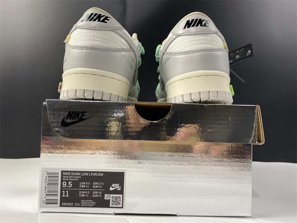 Off-White x Nike Dunk Low White Gray Green DM1602-114