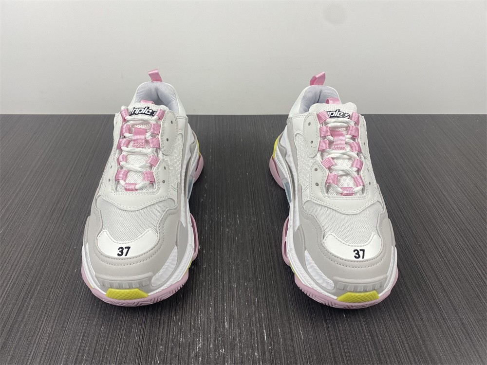 Blncig TRIPLE S SNEAKERS WHITE/LIGHT GREY/PINK/YELLOW