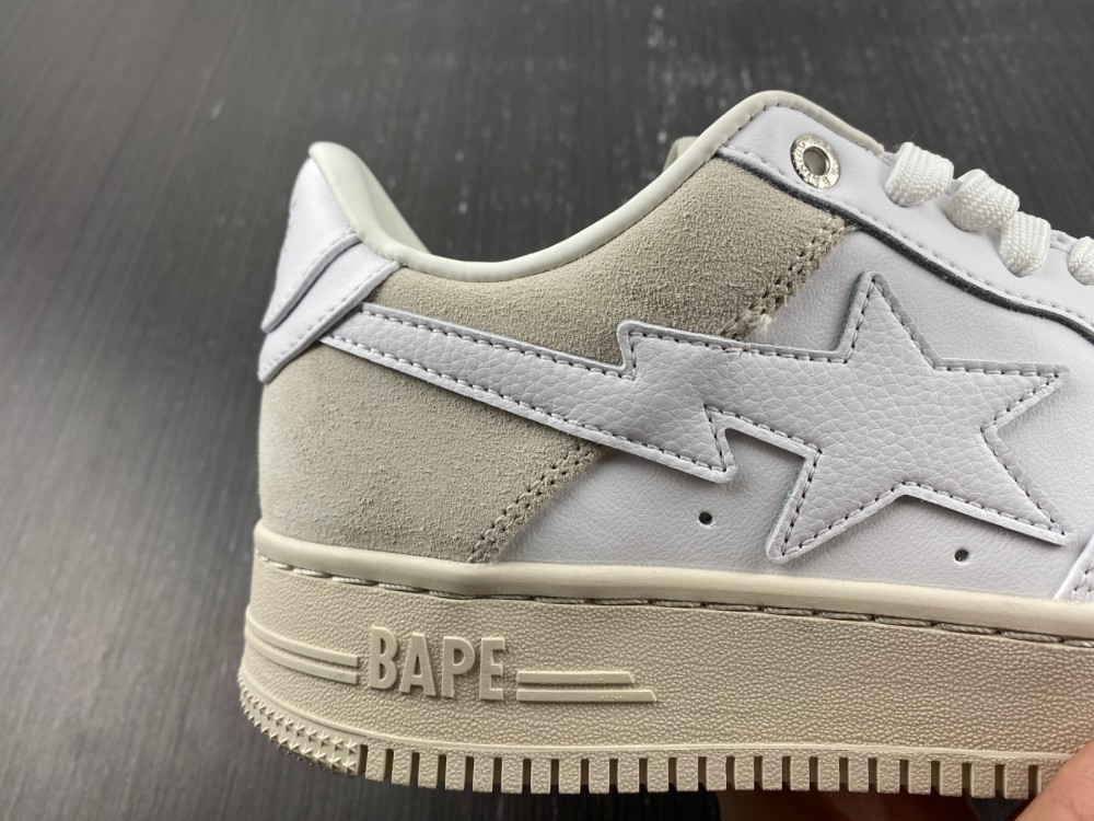 A Bathing Ape Bape Sta Low Suede Heel White