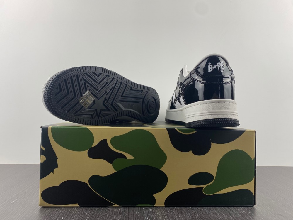 A Bathing Ape Bape Sta Patent Leather Black White 1I70191002