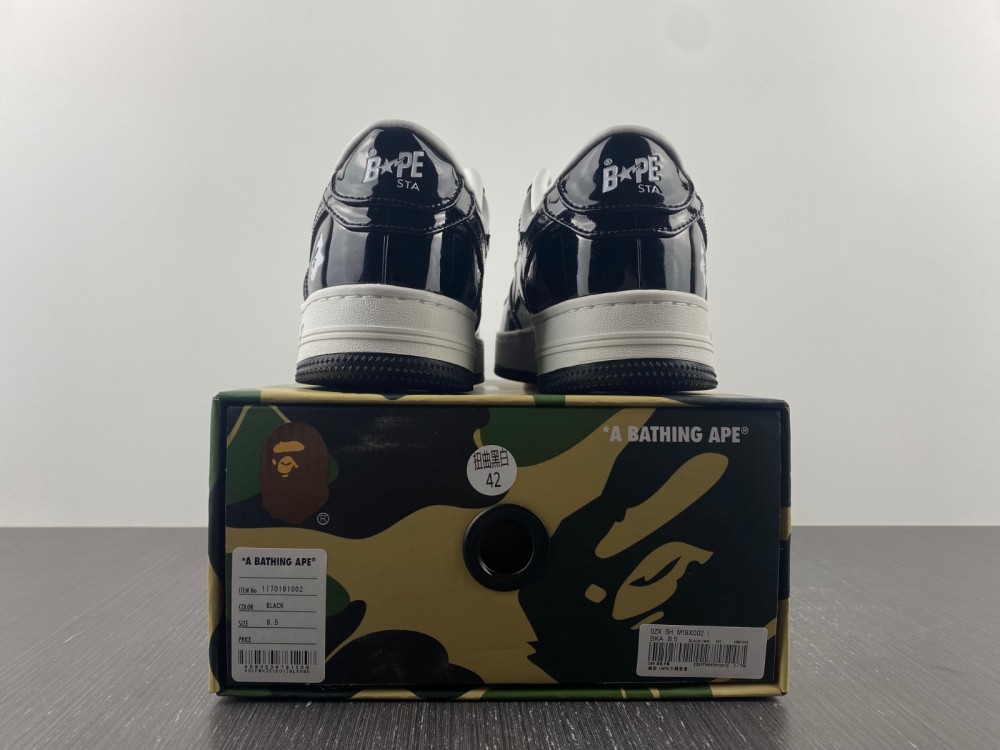 A Bathing Ape Bape Sta Patent Leather Black White 1I70191002