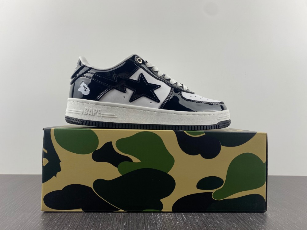 A Bathing Ape Bape Sta Patent Leather Black White 1I70191002