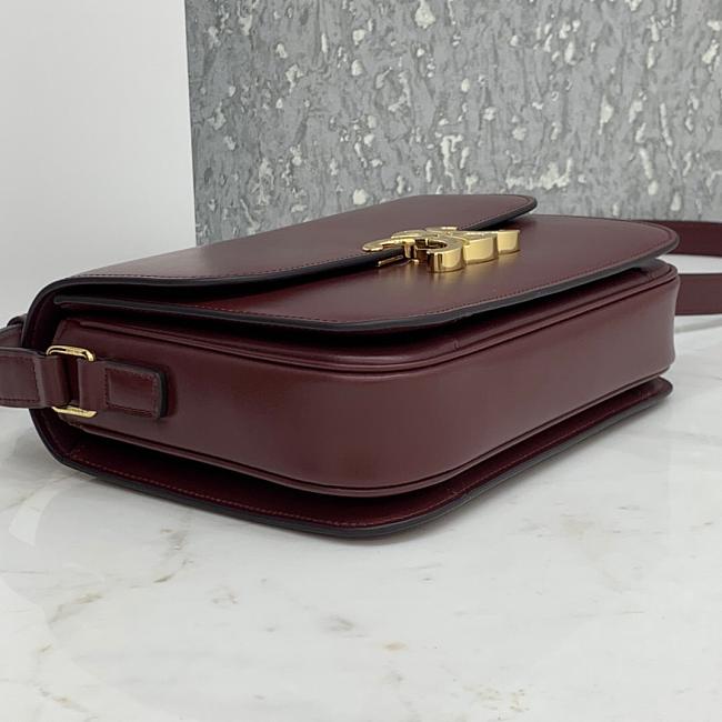 Celin Triomphe Shoulder Bag Dark Red 22CM