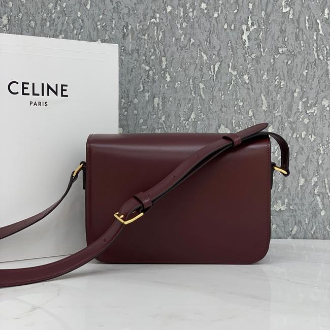Celin Triomphe Shoulder Bag Dark Red 22CM