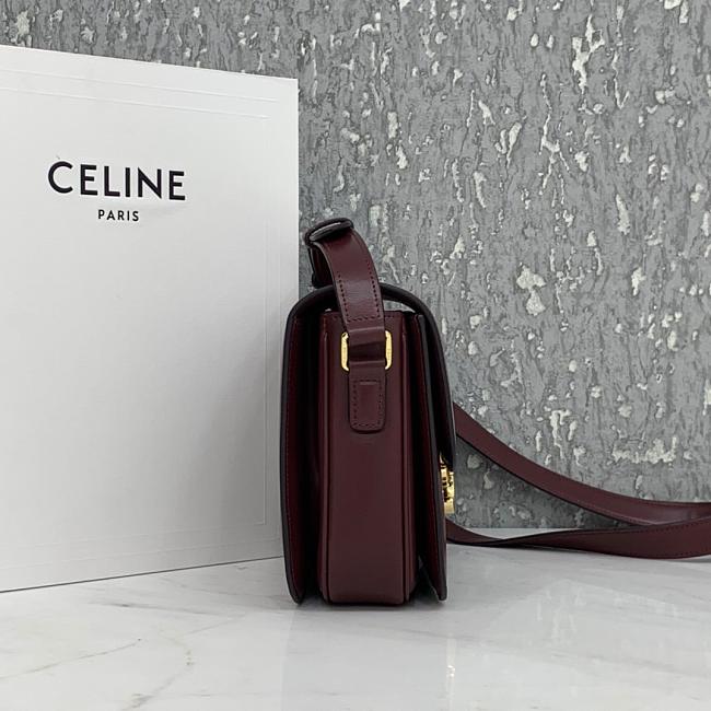 Celin Triomphe Shoulder Bag Dark Red 22CM