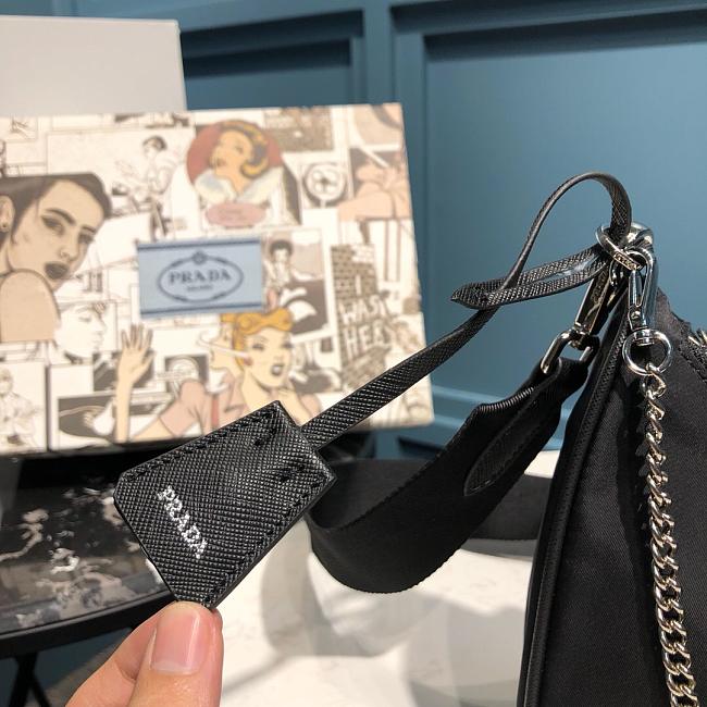 Pradaa Nylon Hobo Bag 22cm Silver Hardware