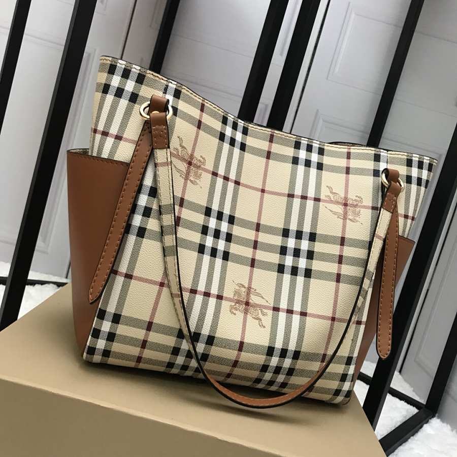 Brbbrry Original Check Tote small Handbag with Khaki