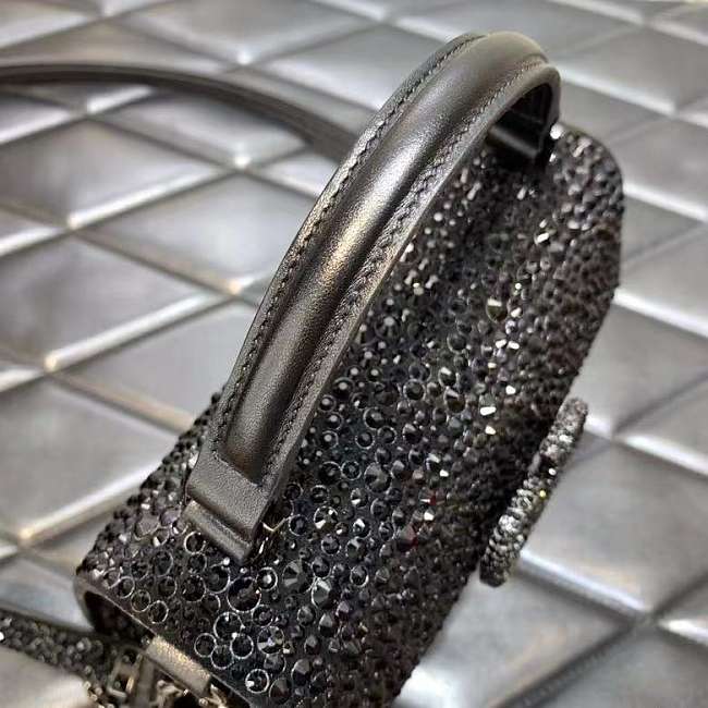 Vallentinno Mini Vsling Handbag with Sparkling Embroidery Black