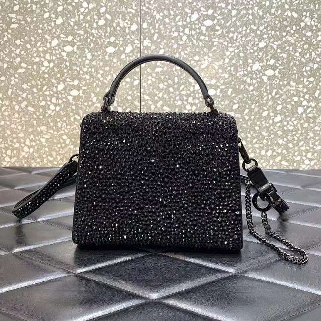 Vallentinno Mini Vsling Handbag with Sparkling Embroidery Black