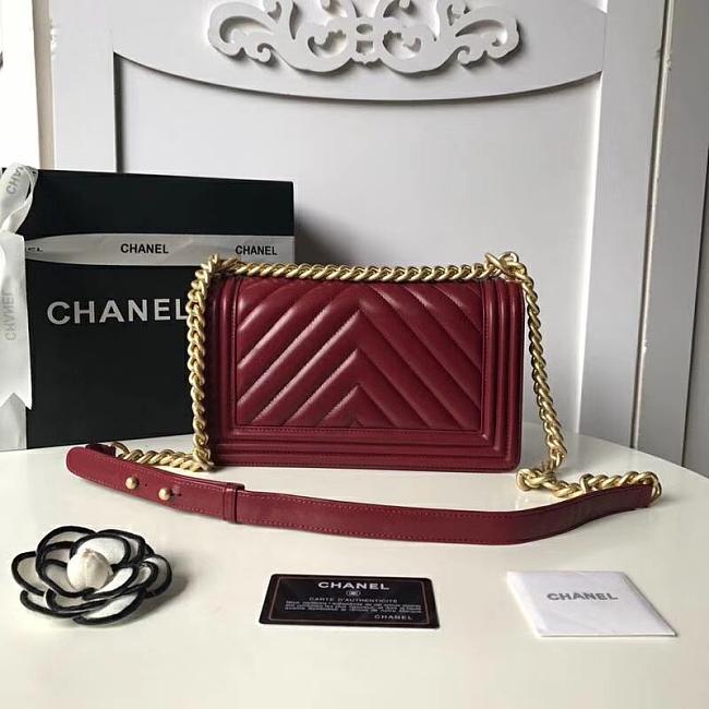 Channe1 Leboy Lambskin 25cm Wine Red