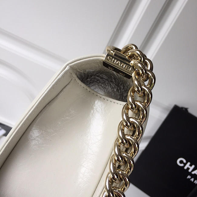 Channe1 leboy calfskin bag in beige with gold hardware 25cm