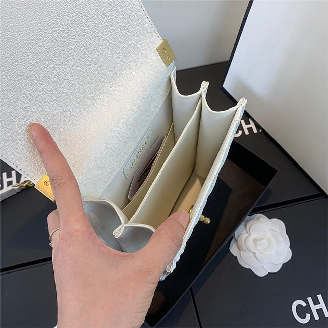 Channe1 Boy Hangbag Calfskin White with Gold Hardware AS0130