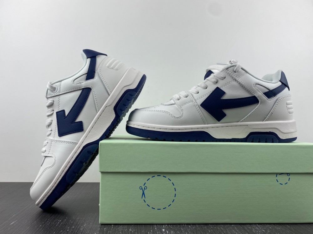 OFF-WHITE Out Of Office OOO Low Tops White White Navy Blue