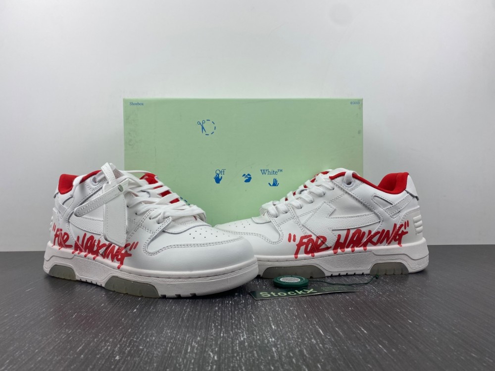 OFF-WHITE Out Of Office OOO Low Tops For Walking White White Red FW21