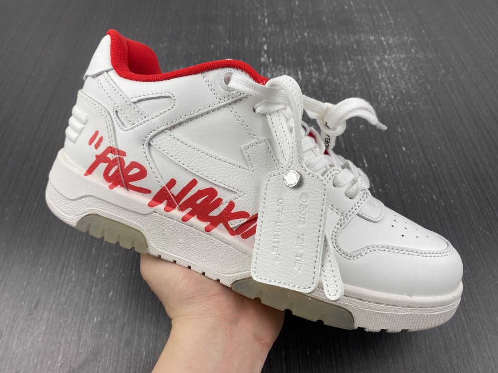 OFF-WHITE Out Of Office OOO Low Tops For Walking White White Red FW21