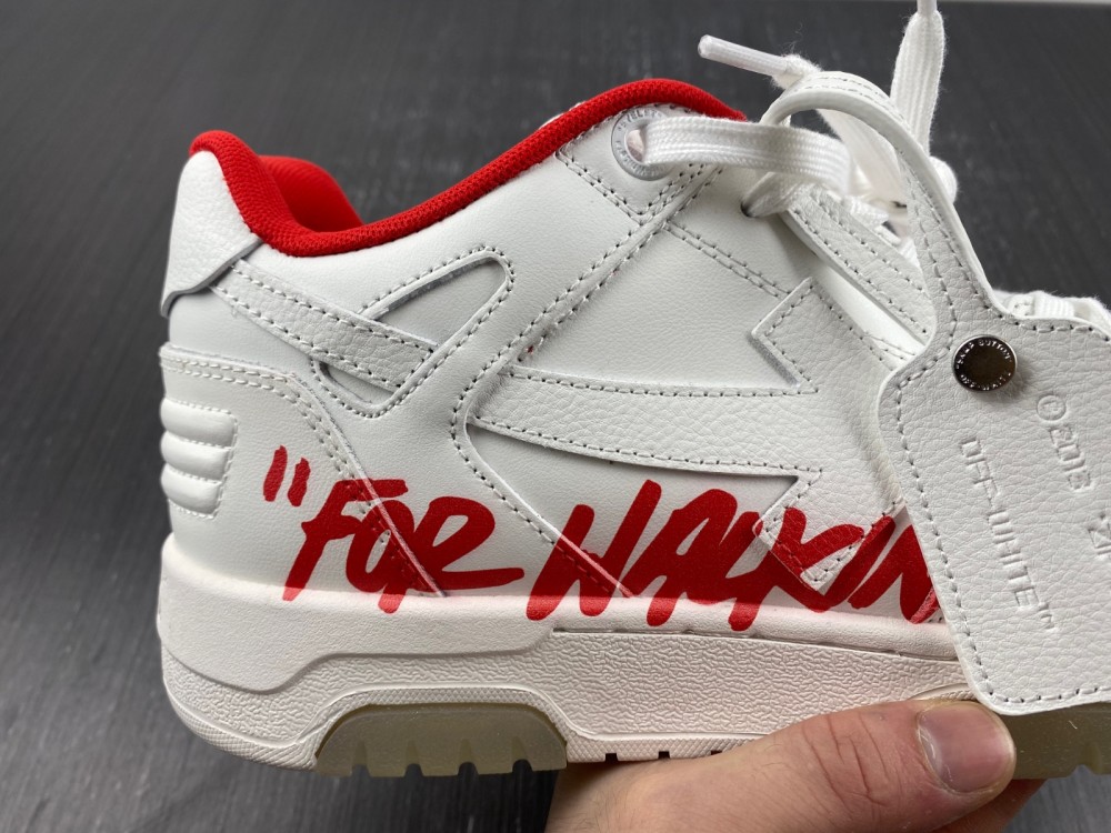 OFF-WHITE Out Of Office OOO Low Tops For Walking White White Red FW21