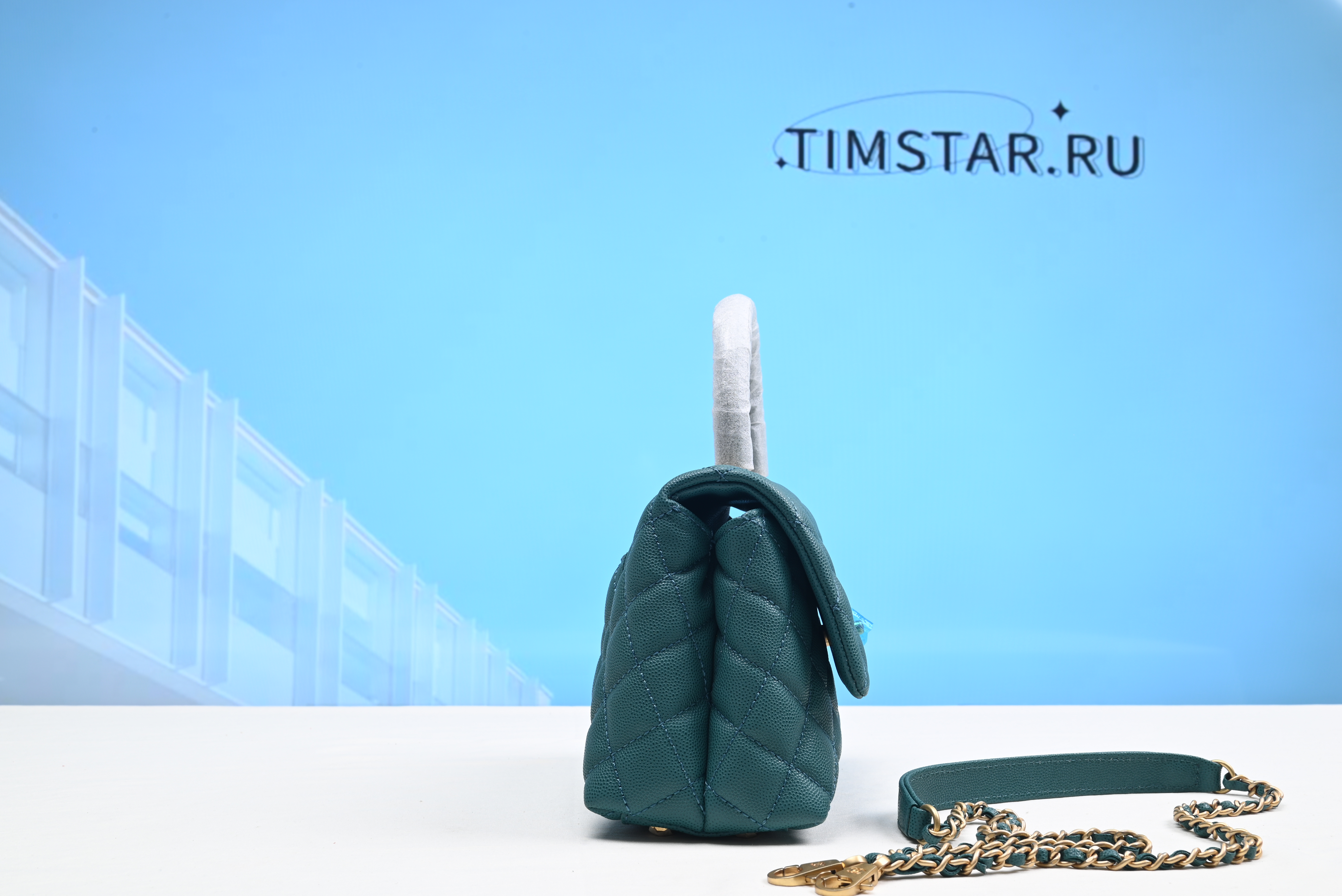 Chanel Coco Handle Gold Caviar green