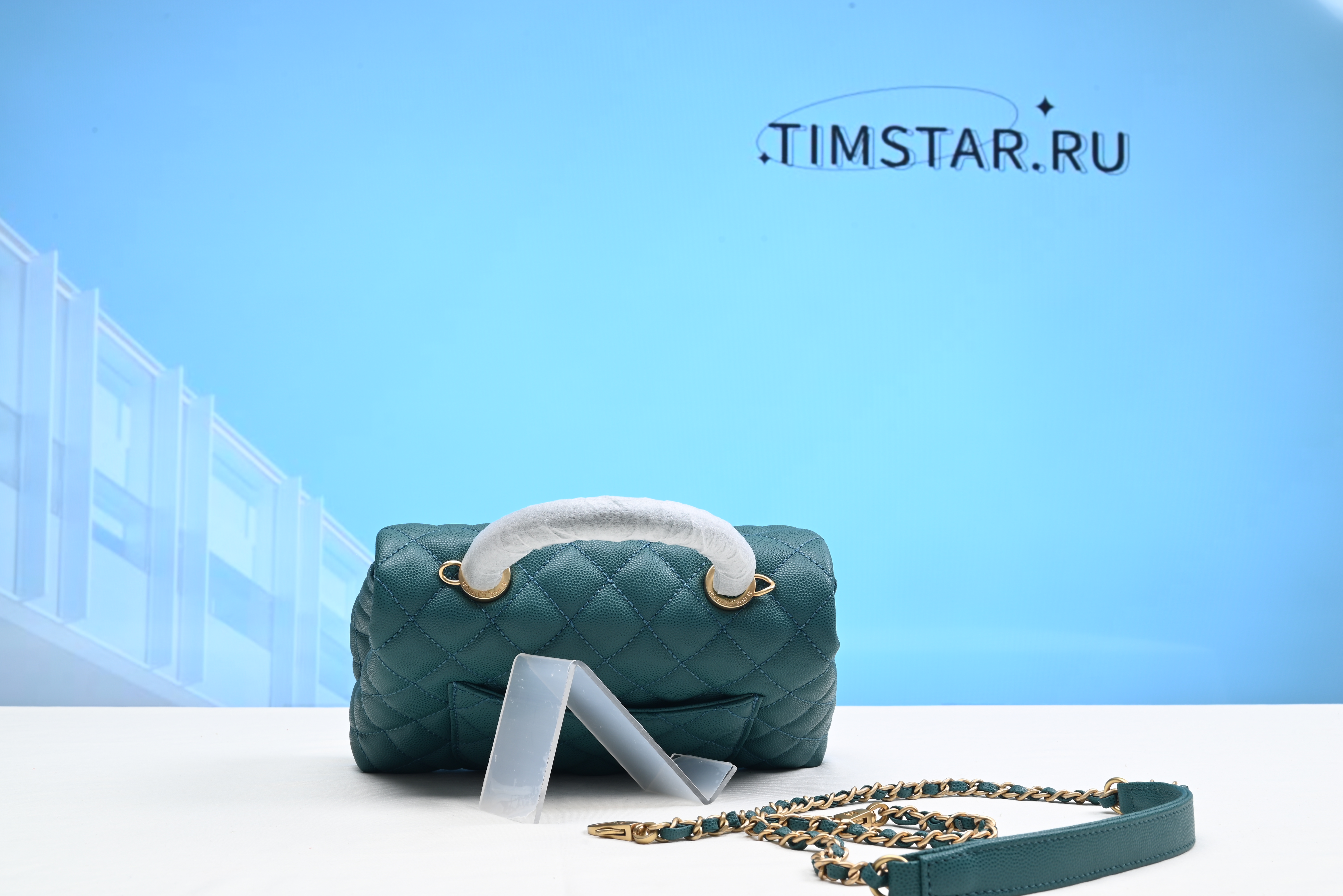 Chanel Coco Handle Gold Caviar green