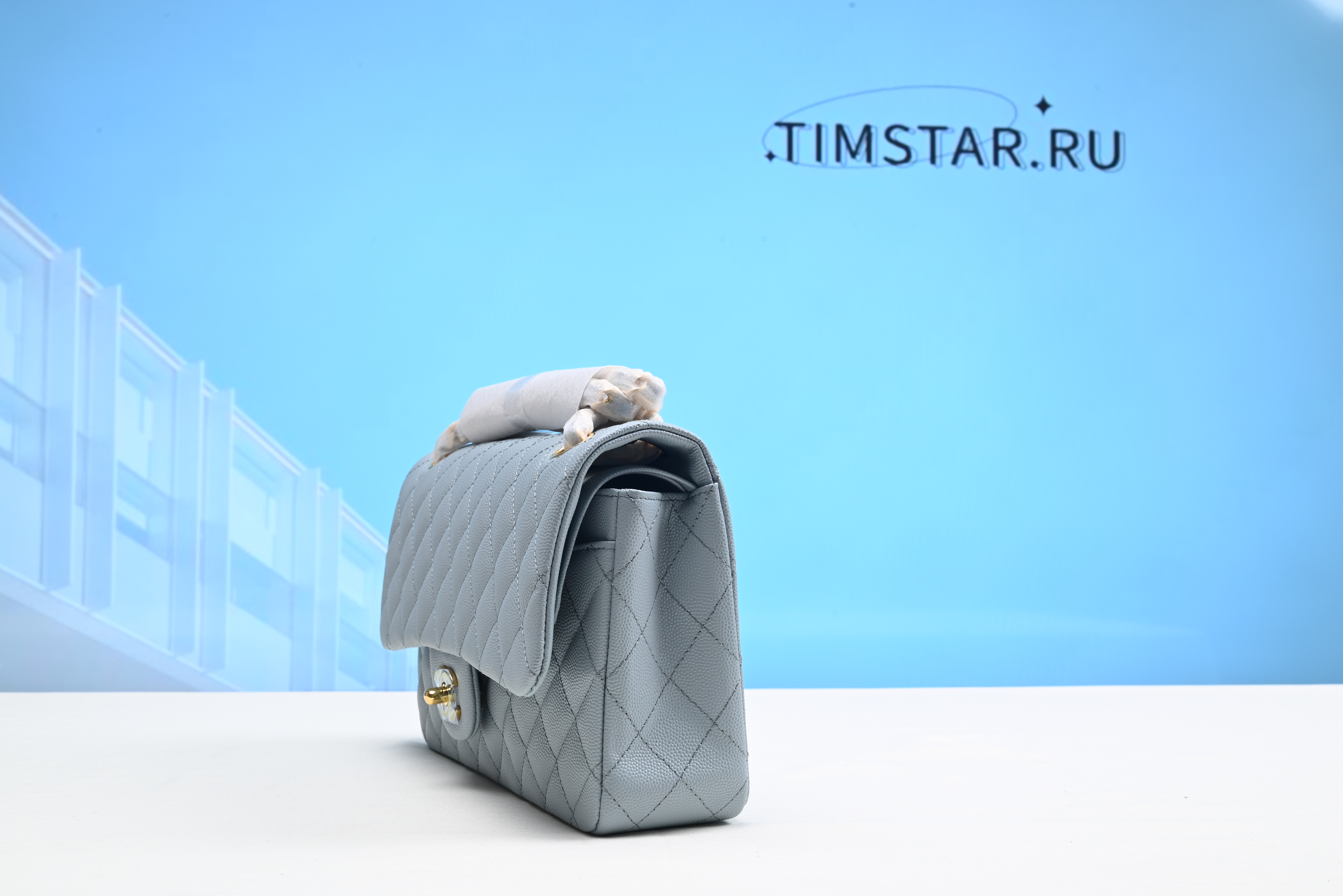 Chanel Classic Flap Bag In Light Blue Caviar