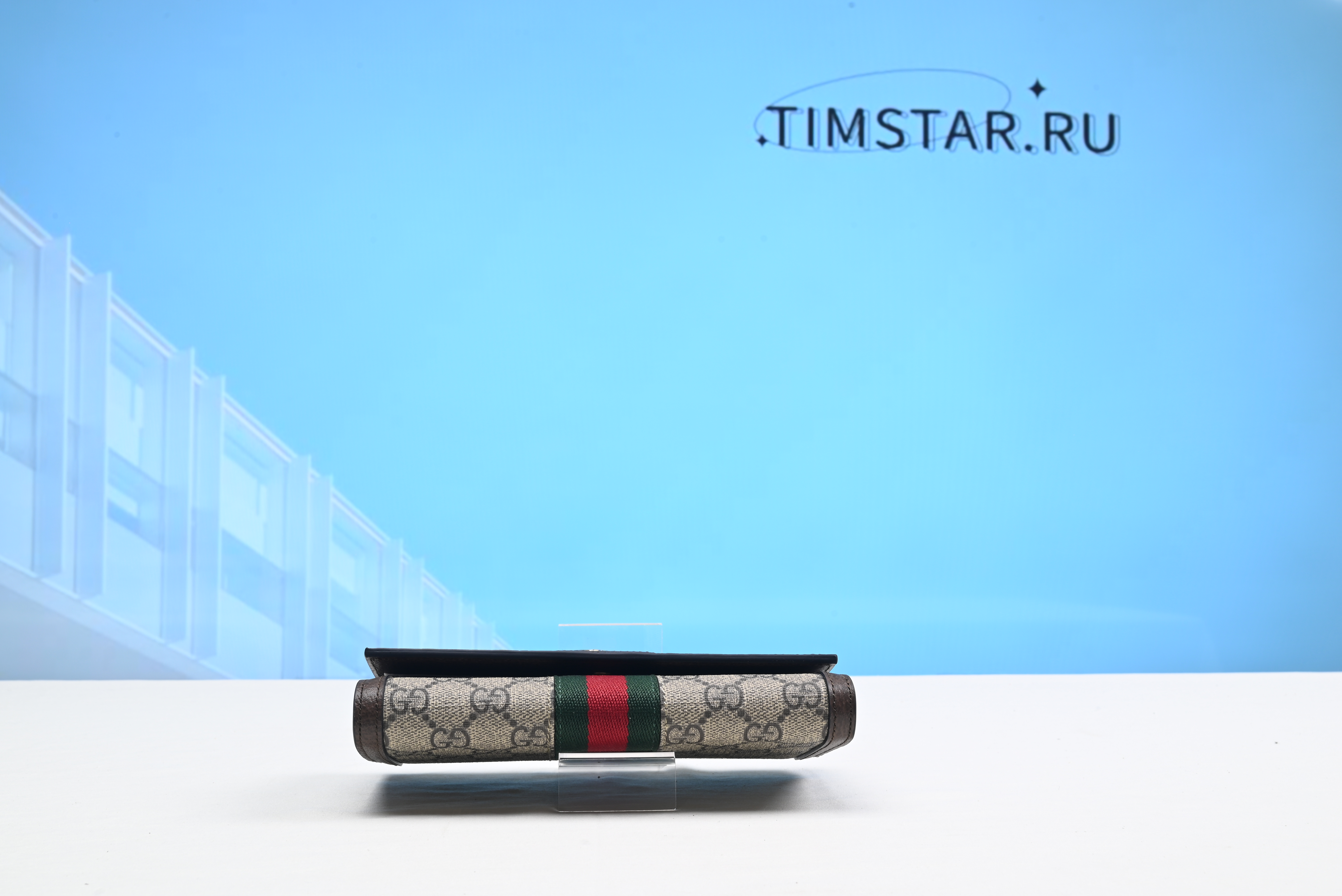 Guccii1 GG fabric flap wallet with Web