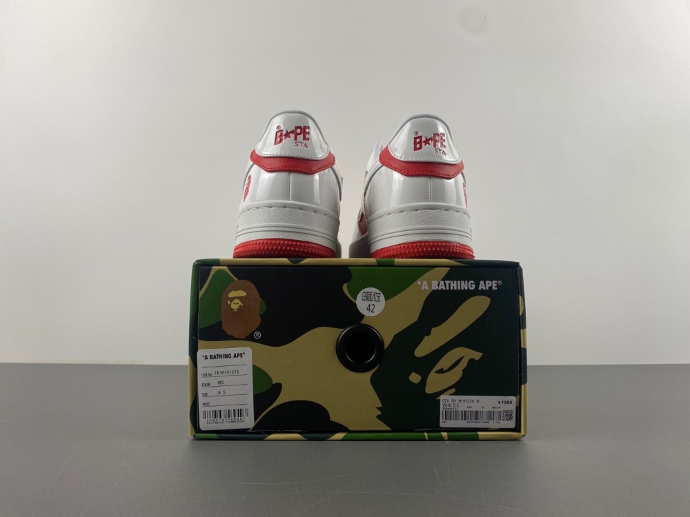 A Bathing Ape Bape Sta Low white red