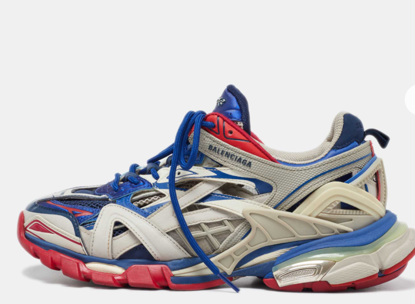 Blncig Two Tone Faux Leather and Mesh Track Low Top Sneakers