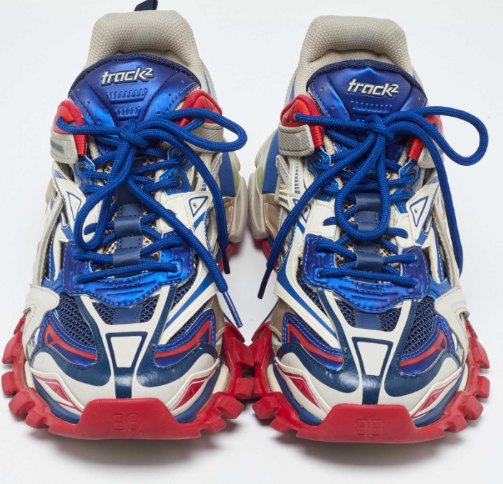 Blncig Two Tone Faux Leather and Mesh Track Low Top Sneakers