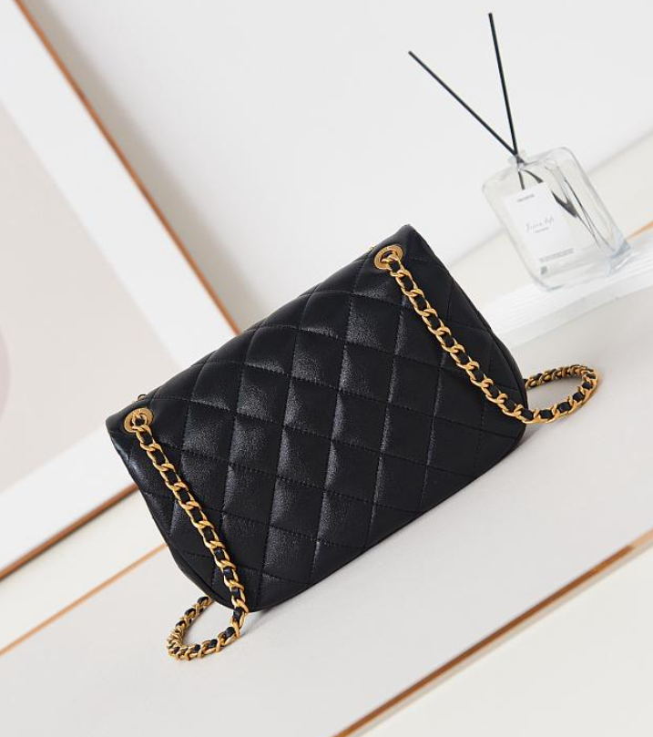 Channe1 SMALL FLAP BAG Lambskin & Gold-Tone Metal-15.5 × 23 × 8.5 cm