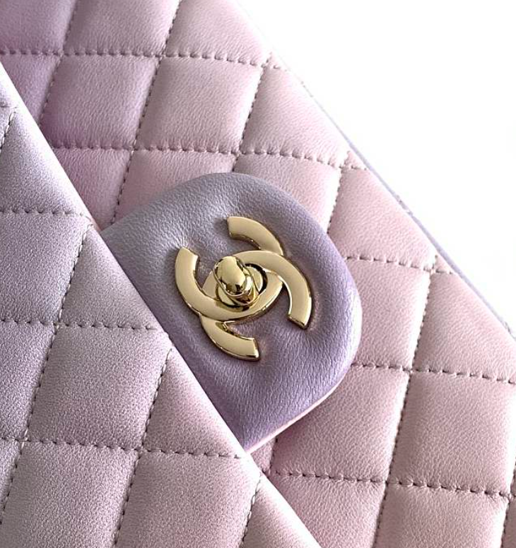 Channe1 Classic Handbag A01112 Ombre Purple & Pink 25.5 cm