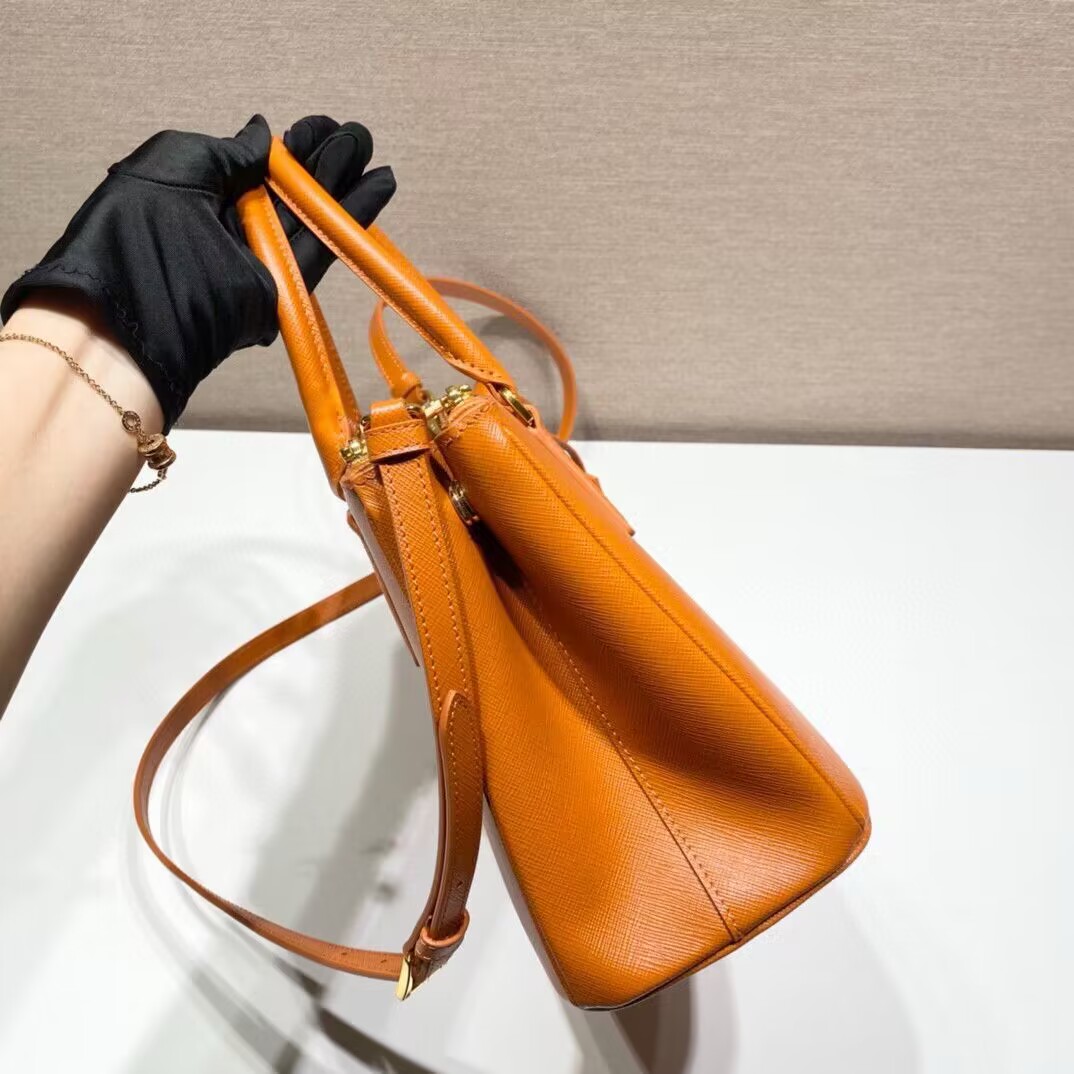 Pradaa Galleria Saffiano Leather Bag in orange